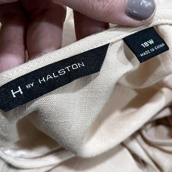 H by Halston Plus Size 18W Tunic Top Asymmetrical Textured Crepe Minimalist - Picture 4 of 9